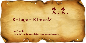 Krieger Kincső névjegykártya