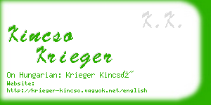 kincso krieger business card